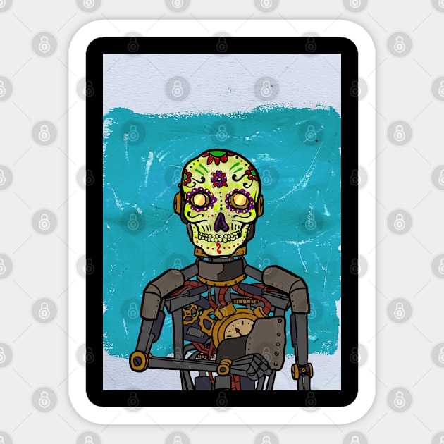 2 NFT - Futuristic Marvel: Robot Character with Mexican Flair and Glass Eyes Sticker by Hashed Art